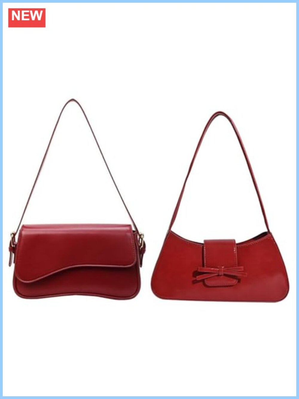 Y2K Hobo Shoulder Bag PU Leather Bow Clutch Purse for Women